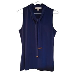 MICHAEL Michael Kors Blue Top Sleeveless Tie Front Blouse
